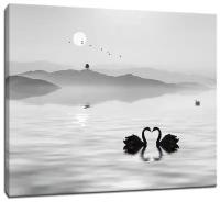 Картина Уютная стена "Пара лебедей на озере" 80х60 см