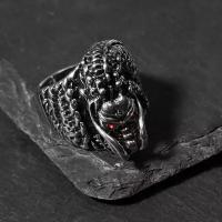 Кольцо "Перстень" дракон с красными глазами, цвет красный в чернёном серебре, 19 размер 9669462