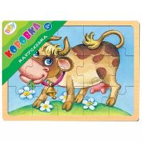 Рамка-вкладыш Step puzzle Каруселька Коровка (89032), 15 дет., 14.7х22х0.8 см