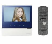 Комплект видеодомофона и вызывной панели COMMAX CDV-70H2 (Синий) / AVC 305 (Серебро)