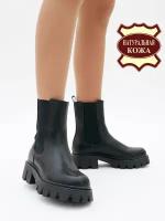 Ботинки женские зимние натуральная кожа челси мех для девочек гриндерсы ботильоны на меху Brado DL8850-10-1Z-24-black