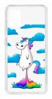 Чехол для Samsung Galaxy A51 Kruche Print Flying Unicorn, пластиковая накладка, силиконовый бампер с защитой камеры, защитный прозрачный кейс с рисунком