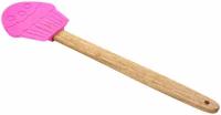 Лопатка силиконовая с деревянной ручкой "Кекс" / Лопатка кондитерская праздничная, силиконовая, деревянная ручка, цвет розовый