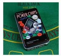 Настольная Игра Набор для покера Poker chips (100 фишек, в металлическом футляре, от 10 лет) ИН-3727