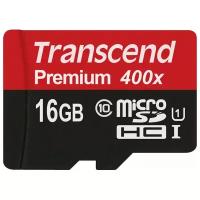 Карта памяти Transcend TS*USDU1 400x 16 GB, чтение: 60 MB/s, адаптер на SD