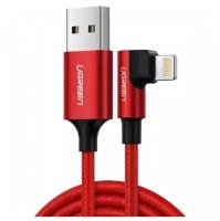 Кабель угловой для быстрой зарядки и передачи данных UGREEN US299 / USB-A на Lightning / MFi сертификат / Длина 1м / цвет красный (60555)