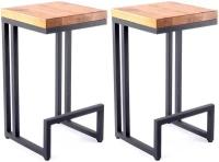 Комплект полубарных стульев ilwi MBL-P-ST-C-1-W/1/3/k2 для кухни из металла с деревянным сиденьем в стиле лофт, подарок на день рождения