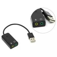 Адаптер ORIENT USB - 2xJack 3.5 mm (AU-01S), черный