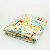 Коврик детский стёганный Amarobaby Soft Mat 115х115 см, Жирафики (бирюзовый)