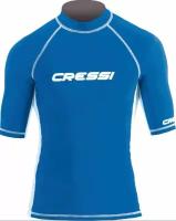 Футболка из лайкры мужская с коротким рукавом для водного спорта CRESSI RASH GUARD синий (Размер XL)