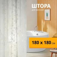 Штора для ванной комнаты Evo Lava, штора для ванны с объемным рисунком, шторка для ванны прозрачная, 180 х 180