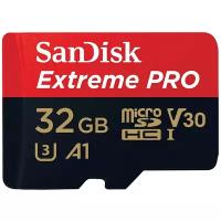 Карта памяти SanDisk Extreme PRO microSDHC 32 ГБ Class 10 UHS-I U3, V30, A1 (R/W 100/90 Mb/s) + SD адаптер