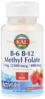 KAL B-6 B-12 Methyl Folate (витамины В6 В12 и метилфолат) ягодное ассорти 3 мг / 2500 мкг / 400 мкг 60 микротаблеток