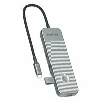 USB-Хаб Type-C Momax ONELINK 8 в 1, Type-C PD 100 Вт, 3xUSB-A, HDMI 4K60Hz, RJ45, SD/TF, (DH18E), серый