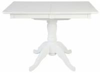 Столы RedBlack Стол обеденный раздвижной на одной ноге Альт-110 (Белый/массив березы, Шпон)