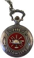 Карманные часы на цепочке "Пожарный". Металл, стекло, кварцевый часовой механизм. Вторая половина XX века