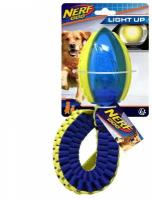 NERF DOG Light Up Мяч для регби светящийся с плетеным пищащим шлейфом, длина 48 см