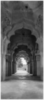 Самоклеящиеся фотообои "Лотос махал, Индия", размер: 90x210 см, эффект: черно-белый, отраженный