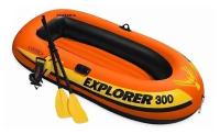 Надувная лодка трехместная INTEX Explorer 300 (58332NP) 211х117х41 см с веслами и насосом ручным