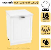 Кухонный модуль шкаф нижний напольный с 1 створкой ШН 600М прага, белый/белое дерево, 81,6х60х47,8