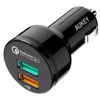 Aukey АЗУ + кабель Micro USB Aukey QC 2.0/3.0 Car Charger 33 Ватт 3A/2USB Black черные CC-T7