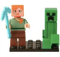 Мини-фигурки Алекс и Криппер Майнкрафт Minecraft (аксессуары, 4 см)