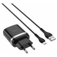 Сетевое зар. устр. Hoco C12Q с шнуром Micro 1USB QC3.0 2.4A черное