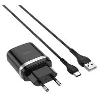 Блок питания HOCO С12Q Smart QC3.0, кабель Type-C-USB, 5V, 3.0A, черный