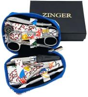 Маникюрный набор Zinger 7103, 6 предметов, серебристый/белый арт