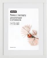 Рамка для фотографий Attache С паспарту, МДФ, 40х50, белая, с ножкой