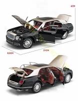 Bentley Mulsanne Бентли машинка (1:24) 21 см звездное небо, открываются двери, капот, багажник, поворачиваются колеса, свет и звук, черно-золотая