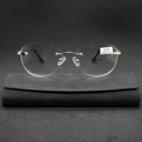Женские готовые безободковые очки для дали (-3.00) EAE 1024 C3, цвет золото, РЦ 62-64, футляр + шнурок + микрофибра