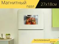 Магнитный пазл "Печень, фуагра, блюда из субпродуктов" на холодильник 27 x 18 см