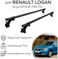 Багажник на крышу для Renault Logan,Sandero в штатные места, ED комплект (поперечины 20х30 и упоры)