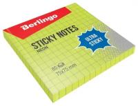 Стикеры (самоклеящийся блок) Berlingo Ultra Sticky, 75x75мм, в клетку, зеленый неон, 80 листов (LSn_39701)