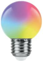 Лампа светодиодная Feron LB-37 шар матовый E27 1W RGB быстрая смена цвета 38126