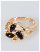 Кольцо помолвочное Lotus Jewelry, оникс, размер 17, черный