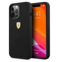 Чехол Ferrari LIQUID SILICONE CASE METAL LOGO для iPhone 13 Pro, черный