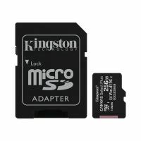 Карта памяти Kingston microSDXC 256 ГБ Class 10, V30, A1, UHS-I U3, R/W 100/85 МБ/с, адаптер на SD, 1 шт, чёрный