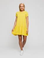 Женское платье футболка с воланом внизу, Lunarable желтое, размер 48(L)