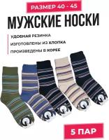 Носки мужские в полоску 5 пар, размер 40-45. Комплект The Noski