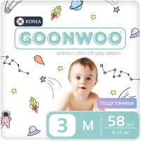 Подгузники GOONWOO размер 3 / M (6 - 11 кг), 58 шт