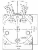 Компрессор кондиционера Sanden 5H14 (12V, PV8) выходы вертикальные (O-ring) 3/4"-7/8 универсальный