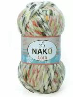 Пряжа Нако Лора / Nako Lora, 28077, 100г/35м (Зеленый, желтый, салатовый, бежевый)