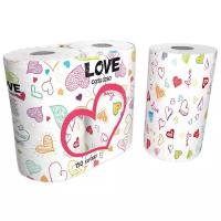 Полотенца бумажные "Love", Kartika Collection, 2 сл, 2 рул/75 л, World Cart