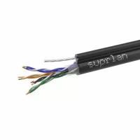 Кабель витая пара U/UTP кат.5E 4х2х24AWG solid CU PE Outdoor Standard трос черн. (м) SUPRLAN 01-0322-1