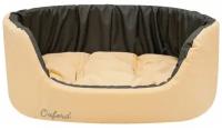Лежанка для животных Zooexpress Oxford овальная с подушкой, двухсторонняя бежевый/серый 53*38*18см(№3)
