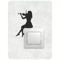 Наклейка интерьерная на выключатель света девушка со скрипкой - В комплекте 2шт!