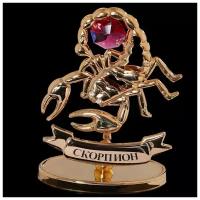 Swarovski Elements Сувенир знак зодиака «Скорпион», 7×2,3×9 см, с кристаллом Сваровски