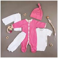 Комплект одежды lucky child, размер 40/18 (56-62), розовый, белый